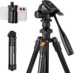 K&F Concept Lightweight Video Travel Tripod 1.6m with Smartphone Clamp