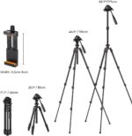 K&F Concept Lightweight Video Travel Tripod 1.6m with Smartphone Clamp - Image 6