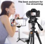 K&F Concept Lightweight Video Travel Tripod 1.6m with Smartphone Clamp - Image 3
