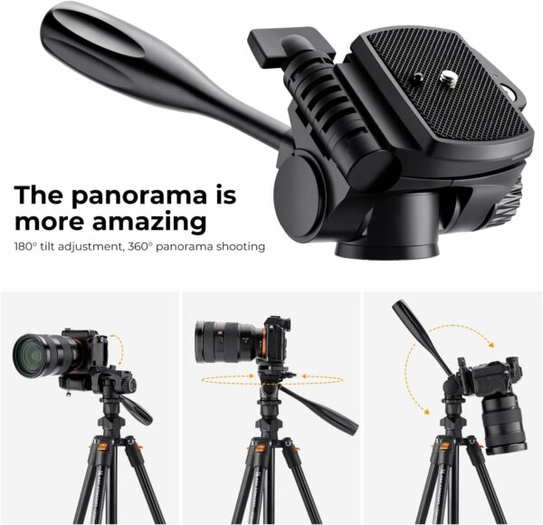 K&F Concept Lightweight Video Travel Tripod 1.6m with Smartphone Clamp
