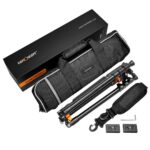 K&F Concept camera tripod with carrying bag and accessories, ideal for photography gear enthusiasts.