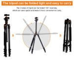 K&F Professional Camera Tripod Aluminium – 10kg Load 162cm Max Height With 360° Ball Head - Image 12