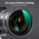 58mm variable neutral density camera lens filter with nano coating.
