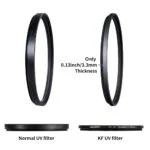 K&F Concept UV filter comparison, highlighting thin design for camera lenses.