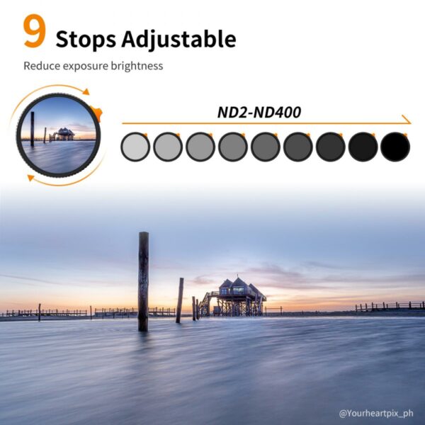 K&F 95mm Variable ND Filter ND2-ND400 (9 Stop) Lens Filter Waterproof Scratch Resistant Nano-X Series