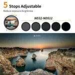 K&F Concept adjustable ND filters for cameras, reduce exposure brightness, photography gear.