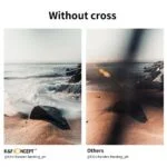 Comparison of coastal photography with and without lens cross filter effect.