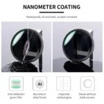 Camera lens filters with nanometer coating, waterproof and scratch resistant.