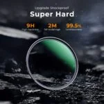 Shockproof camera lens filter with high hardness and luminous coating.