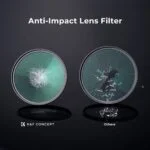 Comparison of K&F Concept anti-impact lens filter with a damaged lens filter.