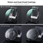 K&F Concept lens filter with water and dust proof coatings demonstration.