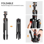 K&F Professional Camera Tripod Aluminium – 10kg Load 162cm Max Height With 360° Ball Head - Image 3