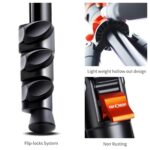 K&F Concept camera tripod with flip-locks, lightweight design, and non-rusting features.