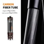 Carbon fiber camera tripod with high load capacity, ideal for professional photography.