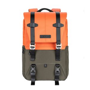 K&F Concept Backpack 20L Orange + Dark Green Travel Backpack for Outdoor Photography Waterproof