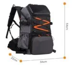 K&F Concept camera backpack with multiple compartments and orange accents, ideal for photography gear.