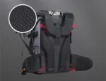 Camera backpack with ergonomic design and breathable mesh padding, ideal for photographers.