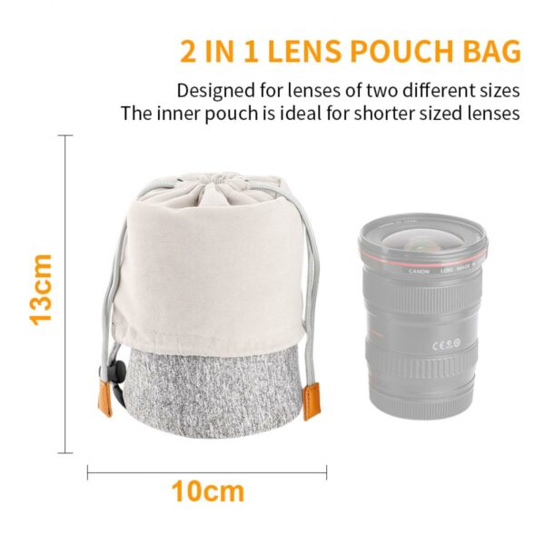 K&F Concept Camera Lens Protective Pouch Bag, 2-in-1 Neoprene Lens Carry Case Compatible with Multiple Lens Sizes