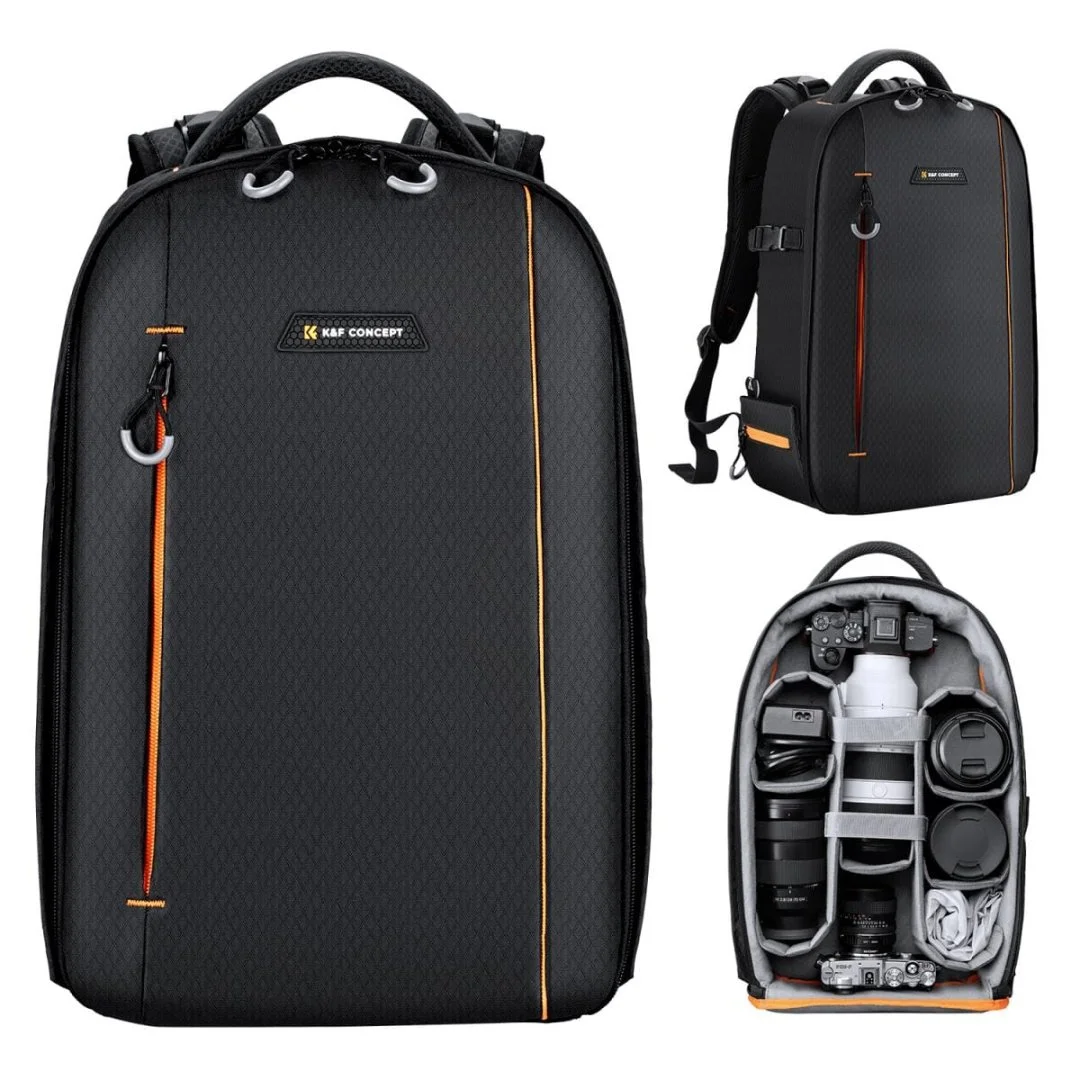 KF13.140-1-1200×1200 K&F Concept camera backpack with compartments for lenses and accessories, ideal for photographers.