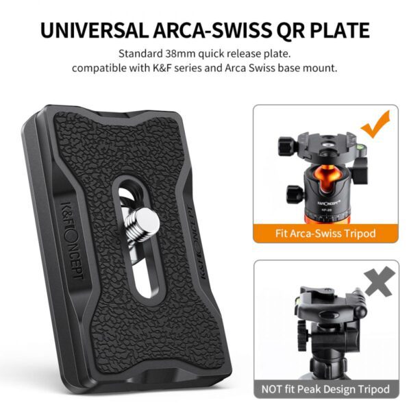 K&F Concept Aluminium Quick Release Plate with Standard 1/4" Screw for Arca Swiss Camera Tripod Ball Head