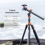 K&F Concept tripod extension arm with adjustable angles, ideal for photography equipment.
