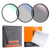K&F Concept 46mm MCUV+CPL+ND4 Lens Filter Kit with Lens Cleaning Cloth and Filter Bag