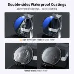 Comparison of K&F Concept optical glass filter and other brand resin filter with waterproof coatings.