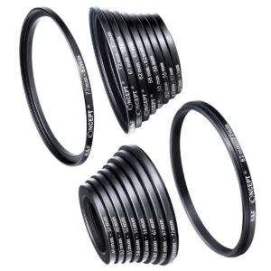 K&F Concept step-up and step-down lens filter adapter rings set.