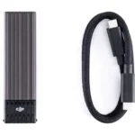 DJI portable SSD with USB-C cable for camera and drone storage.