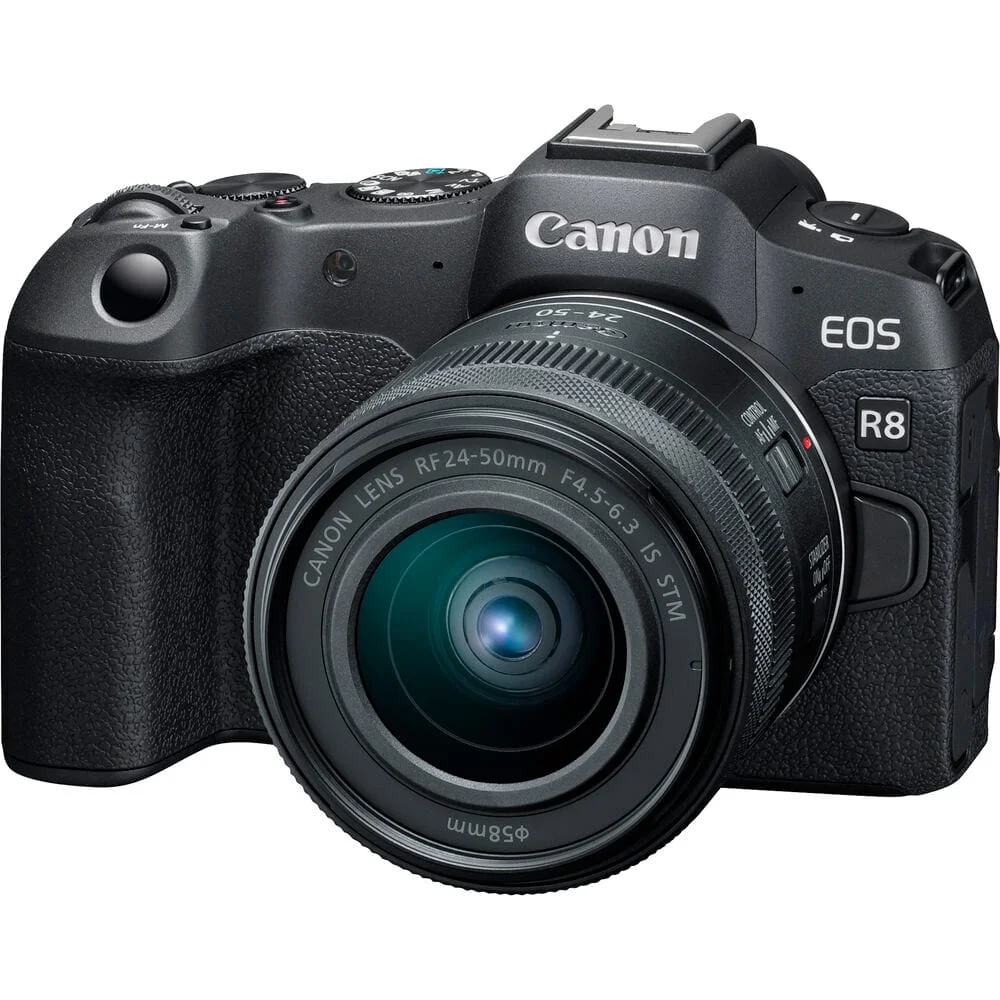 1675811427_1748814 Canon EOS R8 mirrorless camera with RF 24-50mm lens, available at Camix UK.
