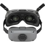 High-tech virtual reality headset with adjustable straps and dual lenses.
