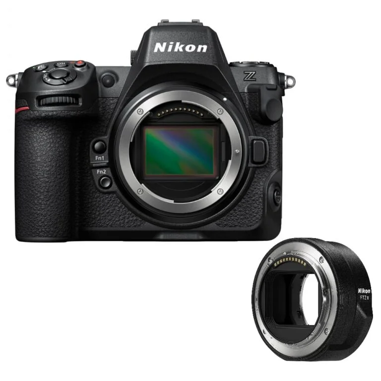 Nikon Z8 camera with FTZ II adapter, ideal for professional photography.