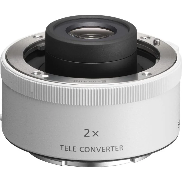 2x teleconverter for Sony E mount lenses, enhances zoom capabilities.