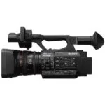 Sony professional camcorder with lens and controls, ideal for video production.