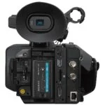 Professional Sony video camera with various ports and controls, ideal for filmmakers and videographers.