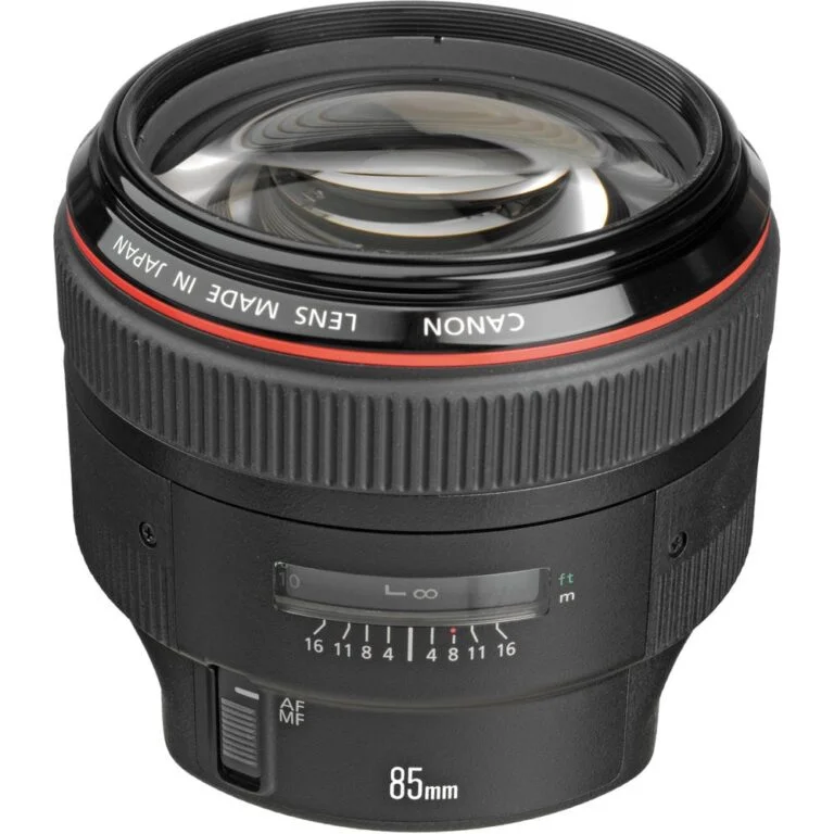 Canon 85mm lens for professional photography, available at Camix camera shop UK.