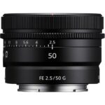 Sony FE 50mm f/2.5 G lens for mirrorless cameras, ideal for photography enthusiasts.