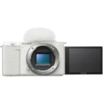 Sony mirrorless camera with flip-out screen, ideal for vlogging and photography.