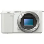 White Sony mirrorless camera body with E-mount, available at Camix UK.