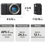 Sony mirrorless camera body with APS-C sensor, 24.2 MP, compact design, available at Camix camera shop UK.
