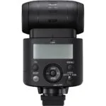 Professional camera flashgun with adjustable settings for photography lighting.