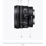 Sony E mount lens with focus and zoom controls, ideal for mirrorless cameras.