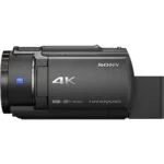 Sony 4K Handycam camcorder with Zeiss lens, ideal for professional video recording.