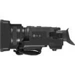 Professional video camera with lens and viewfinder, ideal for filmmakers and videographers.
