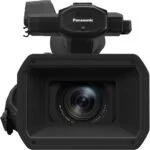 Panasonic professional video camera with lens and viewfinder, available at Camix UK.