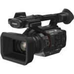Panasonic 4K camcorder with lens and controls, ideal for professional video recording.