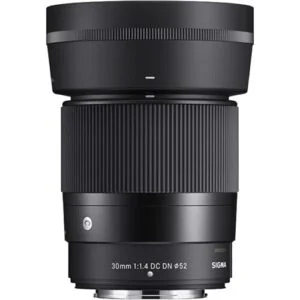 Sigma 30mm f/1.4 DC DN lens for mirrorless cameras, available at Camix UK.