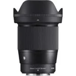 Sigma 16mm f/1.4 DC DN lens for mirrorless cameras, available at Camix UK.