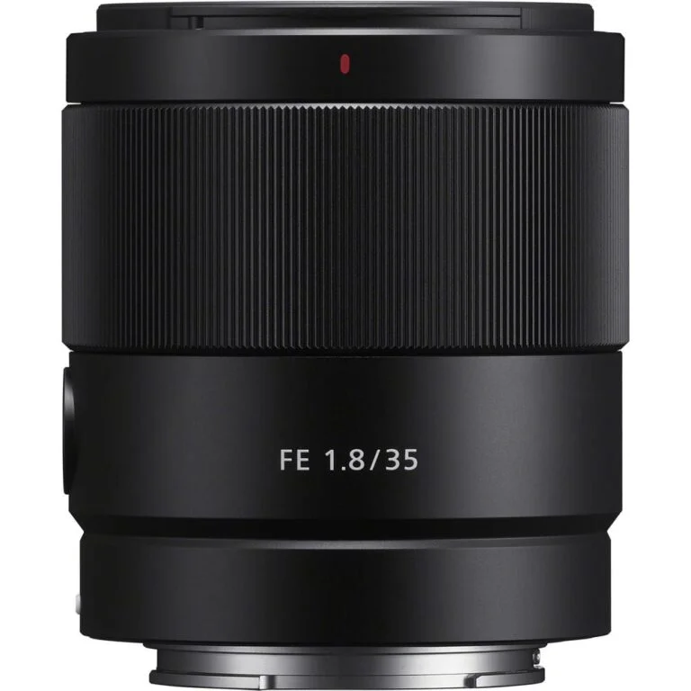 Sony FE 35mm f/1.8 lens for mirrorless cameras, ideal for photography enthusiasts.