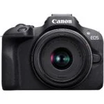 Canon EOS mirrorless camera with RF lens, ideal for photography enthusiasts.